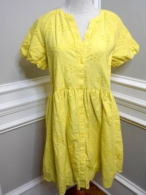 Peyton & Parker Mommy & Me Malibu Yellow Eyelet Dress Women's Size XL